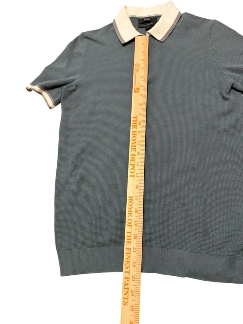 M&S Mens Cotton Polo Knit Shirt with Contrast Collar size Small